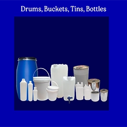 Plastic Containers, Plastic Bottles, Steel Drums and Tin Cans