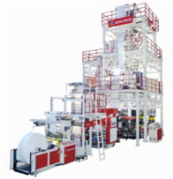 coextrusion line which connects to an internal embossing device and a 4-color printing machine.